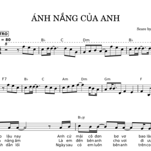 Bản nhạc - Ánh Nắng Của Anh Lời Bài Hát - Piano