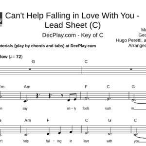 Bản Nhạc - Cant Help Falling In Love Chords - Piano