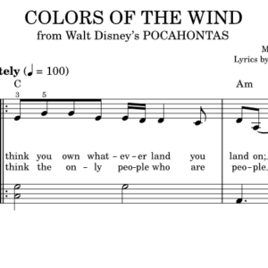 Bản Nhạc - Colors Of The Wind - Piano