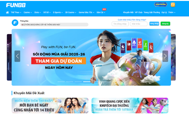 Fun88 hỗ trợ biểu đồ biến động kèo Premier League 24/7