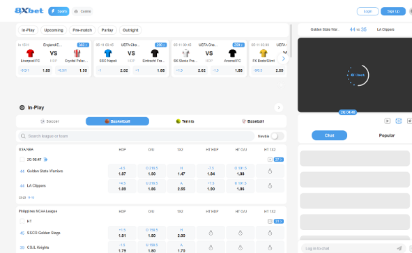 8xBet có giao diện mượt và tỷ lệ kèo đa dạng