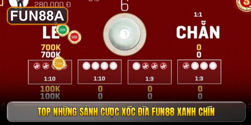 Top những sảnh cược xóc đĩa Fun88 xanh chín