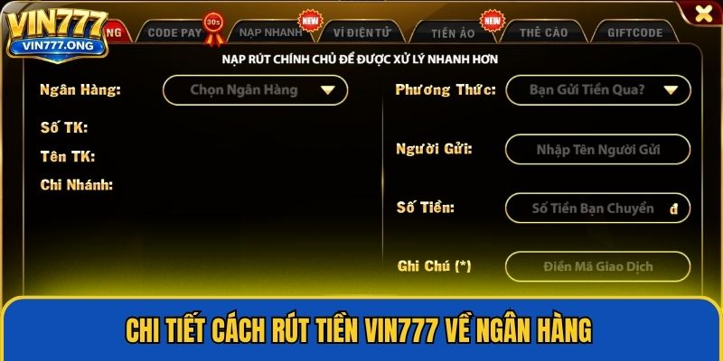 Chi tiết cách Rút tiền Vin777 về ngân hàng