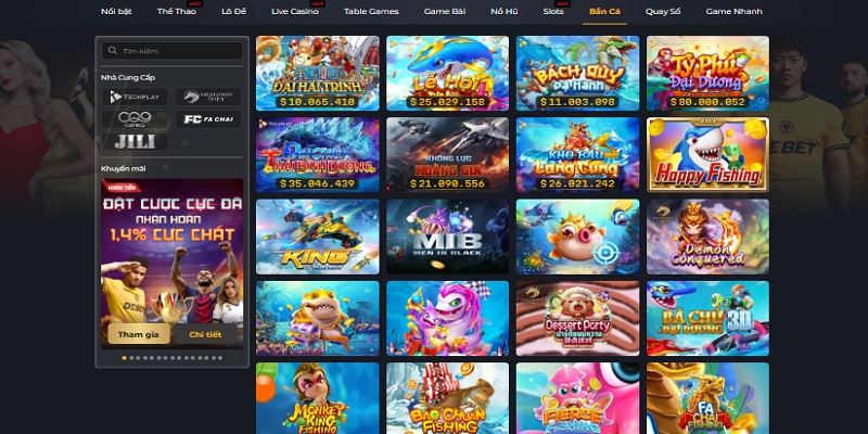 Sảnh bắn cá DEBET được nhiều bet thủ ưa chuộng